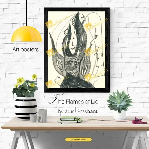 The Flames of Lie (Painting Poster)